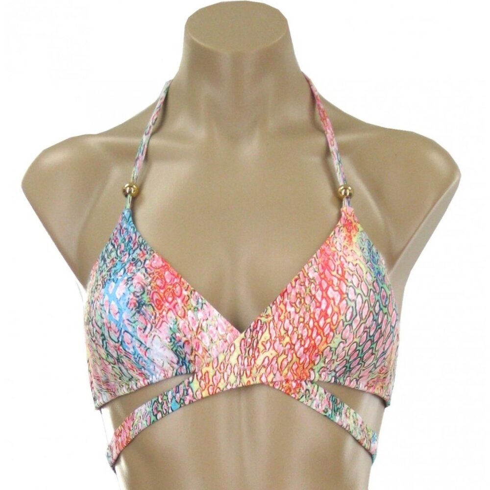 Point Conception Eve's Temptation Multi Color Halter Bikini Top Women's Size S